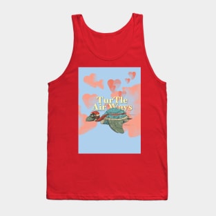 The flying turtle in the sky with heart clouds Tank Top